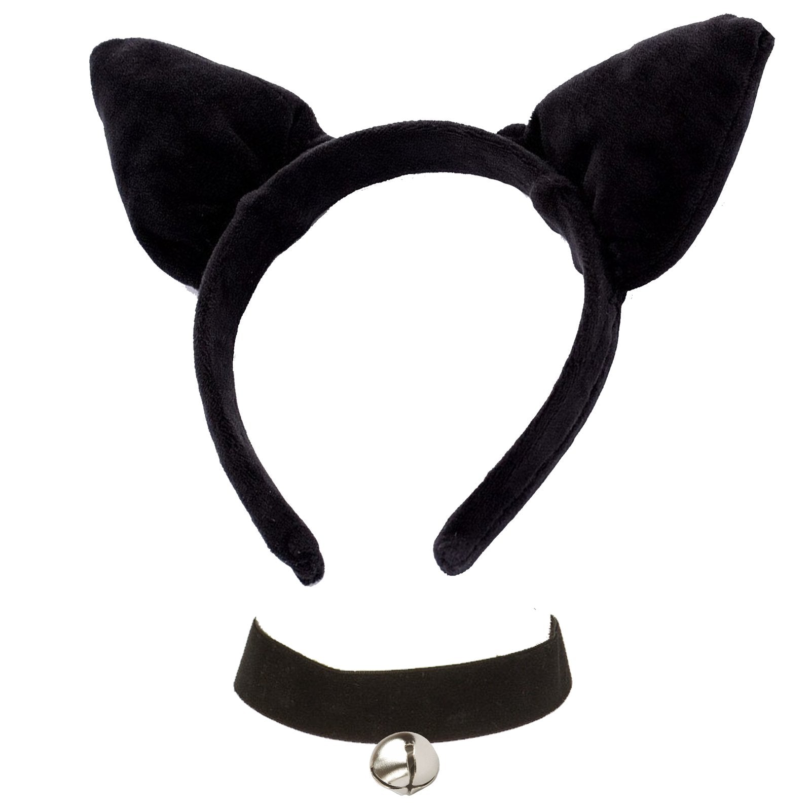 Cat Ear Headband And Collar With Bell Set Animal Costume Accessory