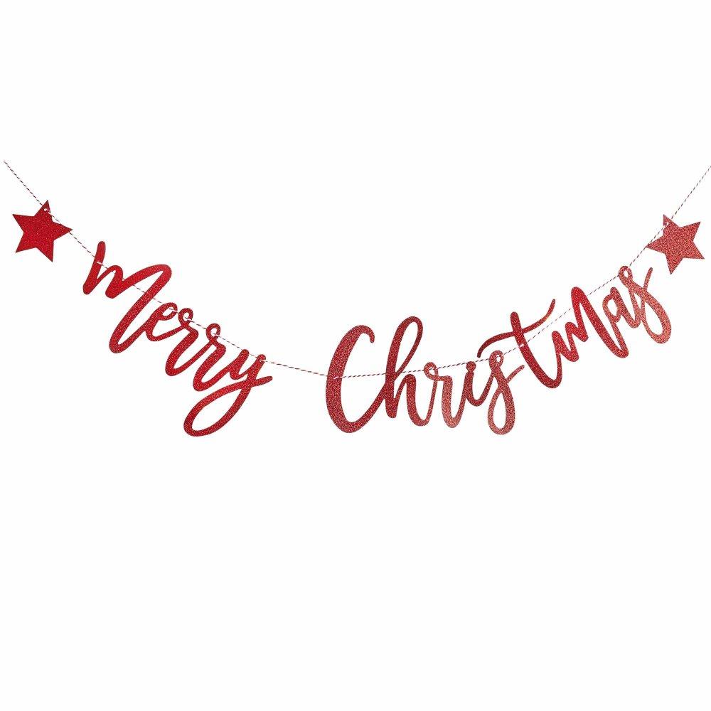 Banner Merry Christmas Red Glitter Festive Fun 2m Long