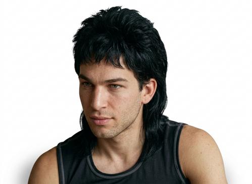 Wig Mullet Black 1970s 1980s Deluxe