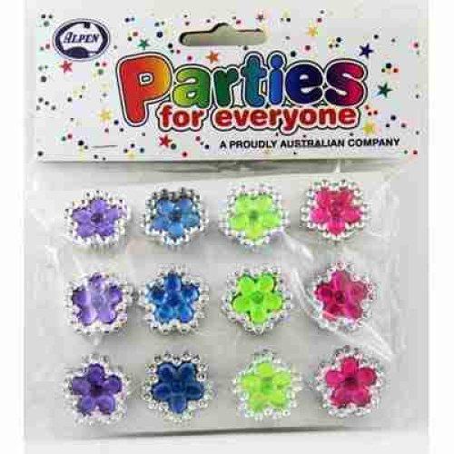 Value Favours Flower Plastic Rings Multicolours Pk/12
