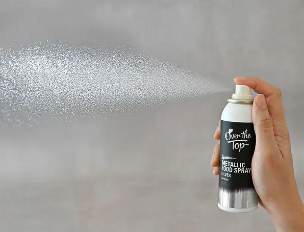 Edible Food Spray Metallic Silver Over The Top 48g Cake Decorating