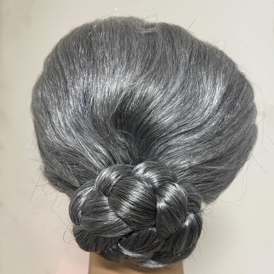 Wig Grandma/Old Woman Grey With Bun & Centre Part Costume Accessory