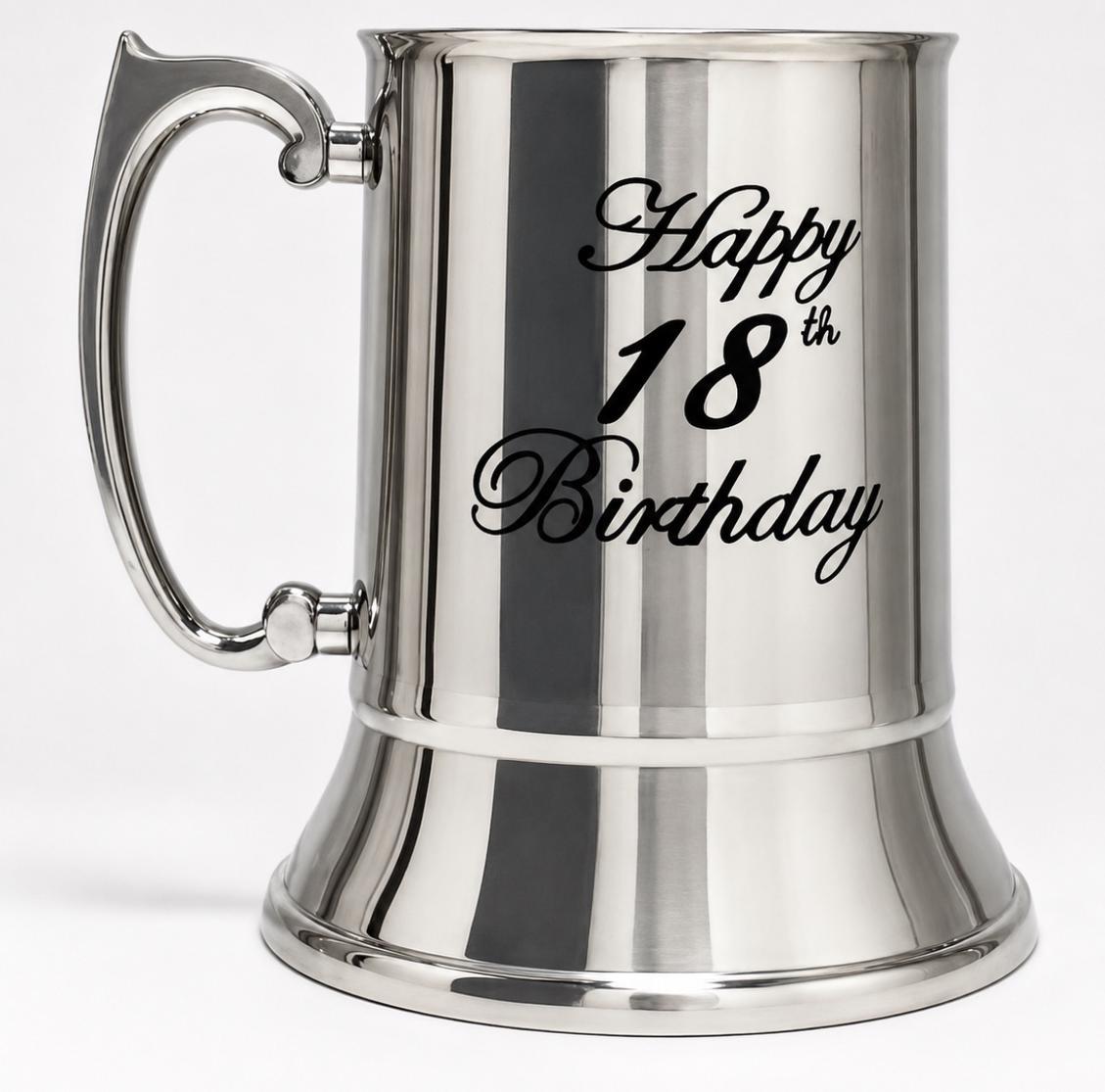 Stainless Steel Beer Tankard/Glass 18th Birthday