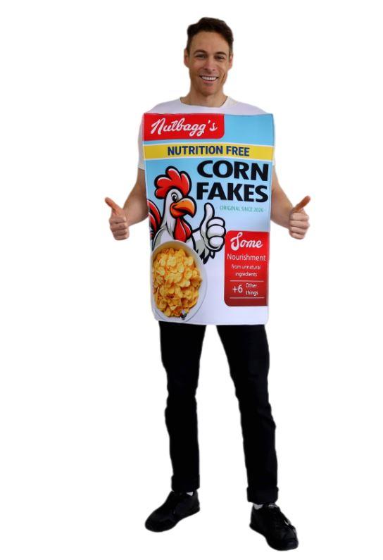 Costume Adult Food Nuttbags Corn Fakes Cereal Box One Size Fits Most
