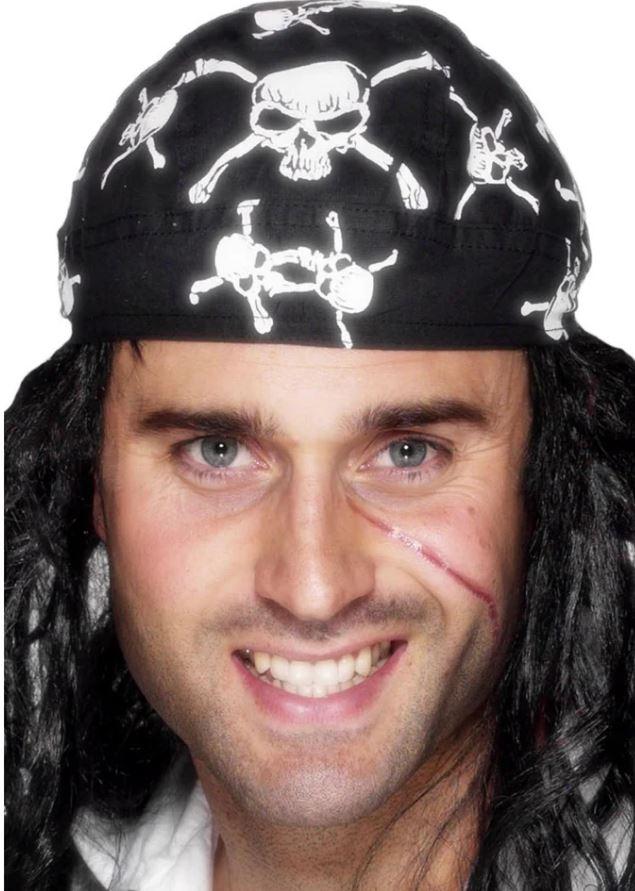 Bandana Pirate Skull & Crossbone Design Black/White Ready Formed
