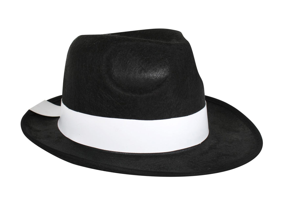 Hat Gangster Black With White Band 1920s Deluxe