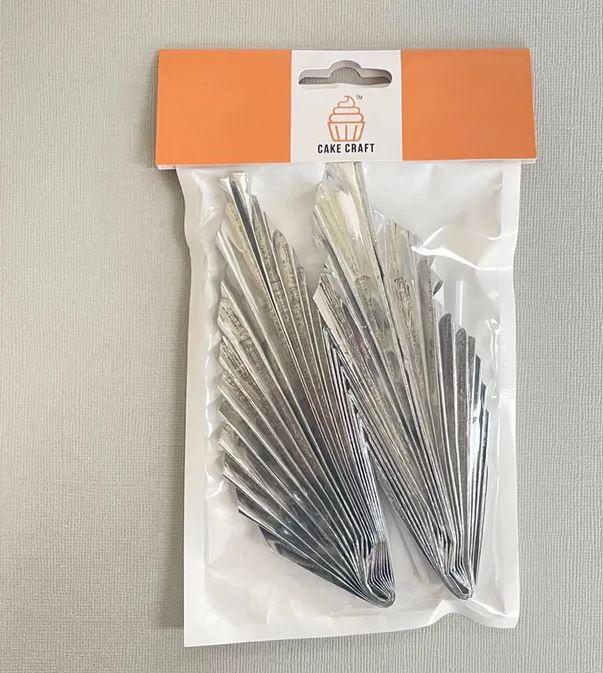 Cake Toppers Deco Fan Metallic Silver Pk/2