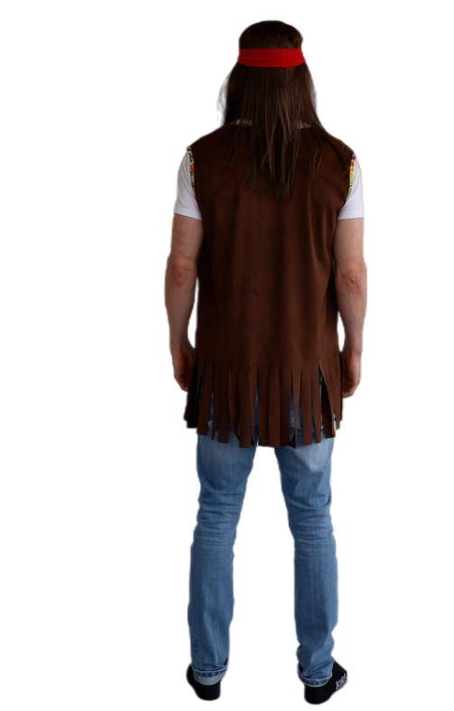 Costume Adult Hippie Vest Brown With Fringe 1960s Medium / Standard