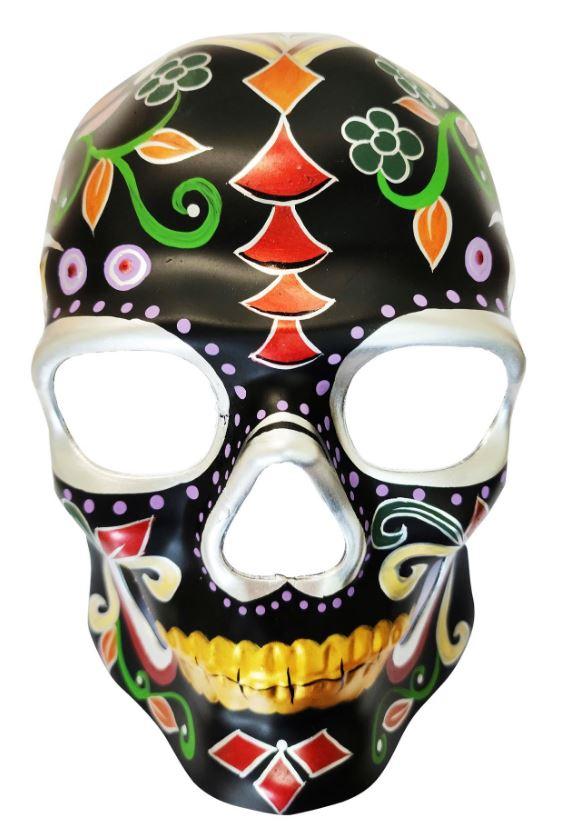 Mask Day of The Dead Skull-Black Patterned