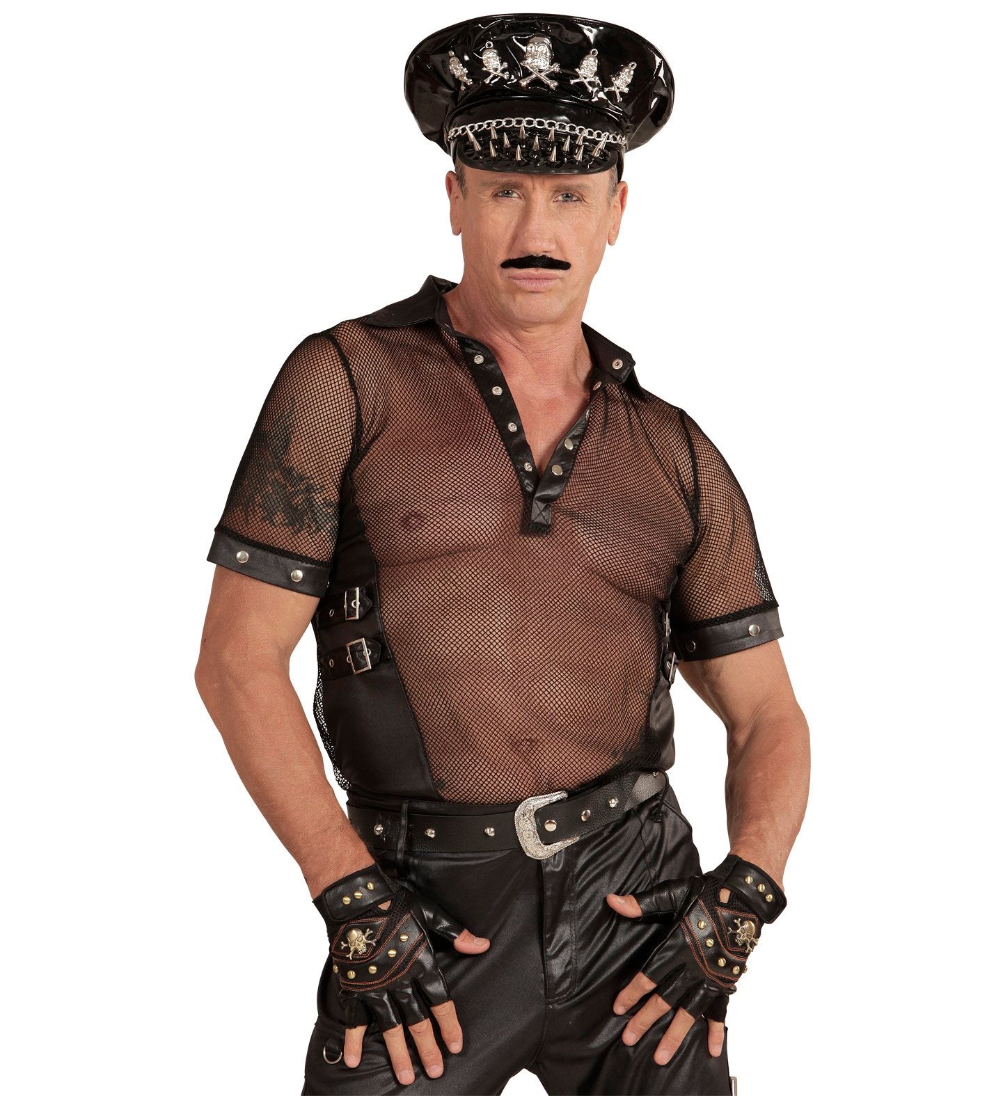 Punk Biker Pirate Steampunk Gloves Fingerless Skull & Crossbones