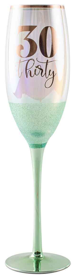 Gift Champagne Glitter Glass/Flute Happy 30th Thirty Birthday 150ml