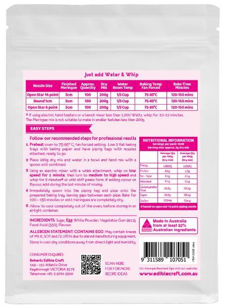 Baking Premix Meringue Mix 200g Roberts