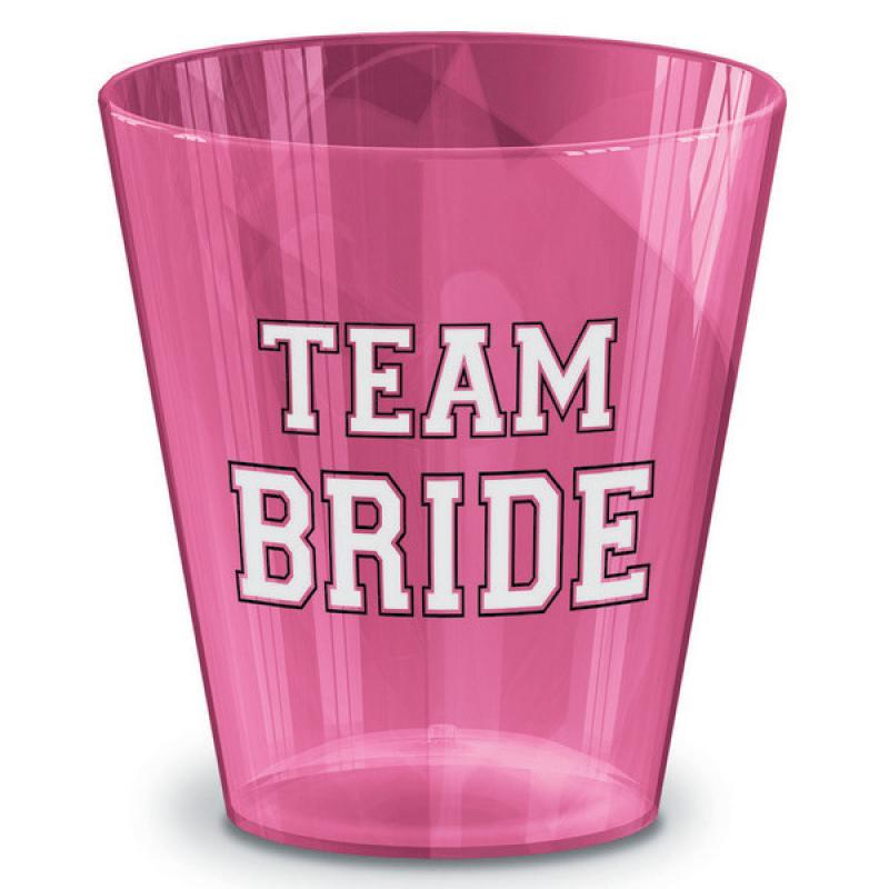 Hens Night/Bride To Be Shot Glasses Plastic Team Bride Pink Pk/40