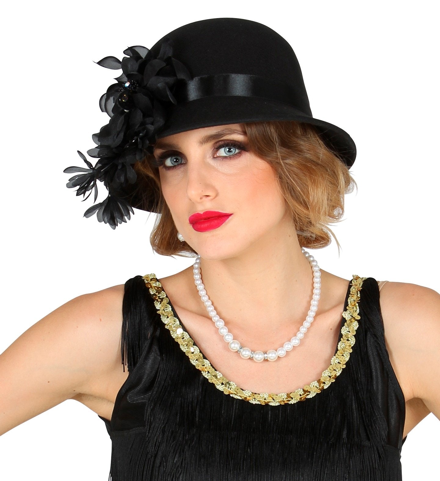 Costume Accessory Roaring 1920s Hat Black Wool Look