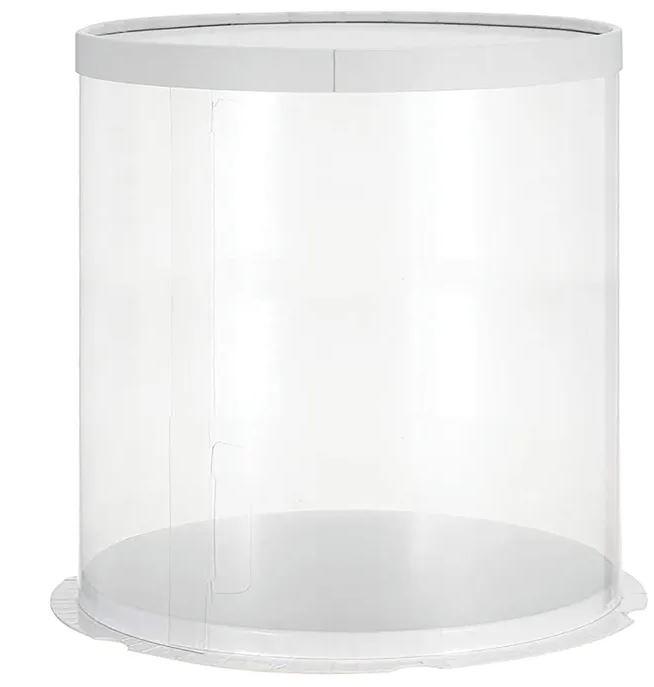 Cake Box/Tube Clear Acetate 10x10x10 inch White Lid & Base