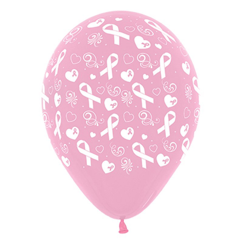 Bal 28cm Pastel Pink Ribbon Breast Cancer Latex Pk 6