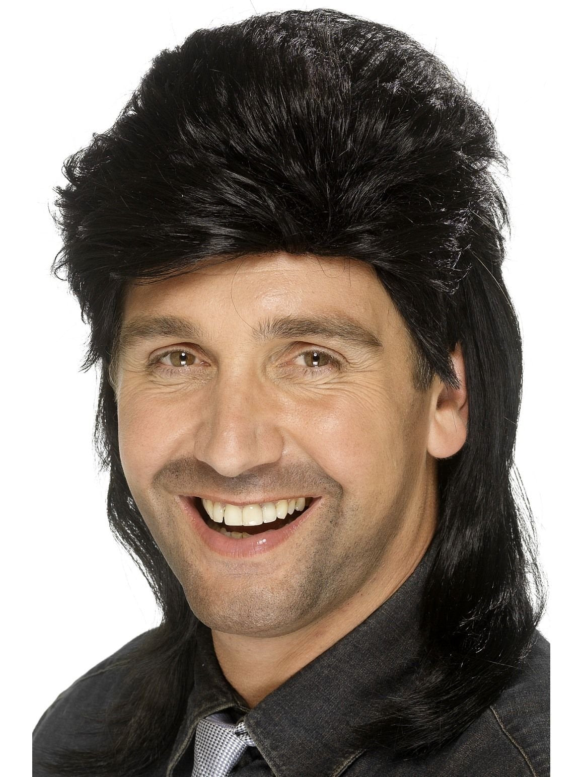 Wig Mullet Black 1980s