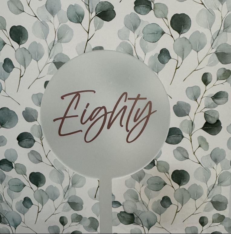 Topper Round Eighty Frosted - Script Rose Gold