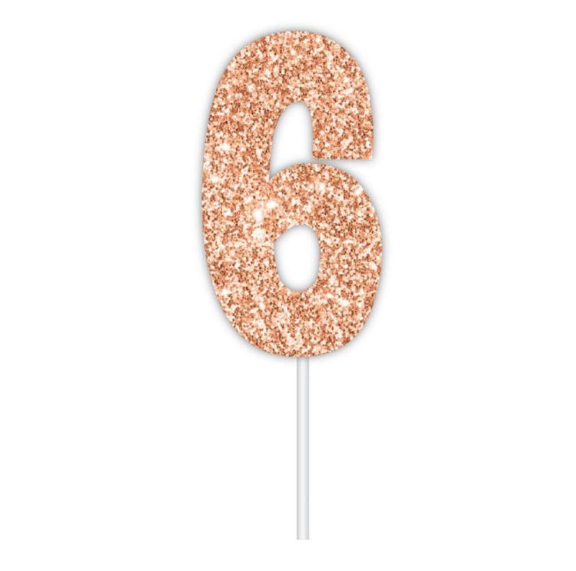 Cake Topper Budget Number 6 Rose Gold