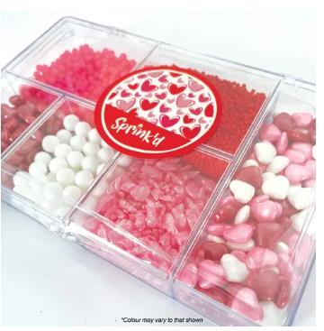Edible Decorations Sprinkles Pink Love and Hearts Bento Box 200g