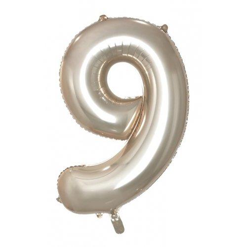 Balloon Foil Megaloon Number 9 Champagne Gold 86cm