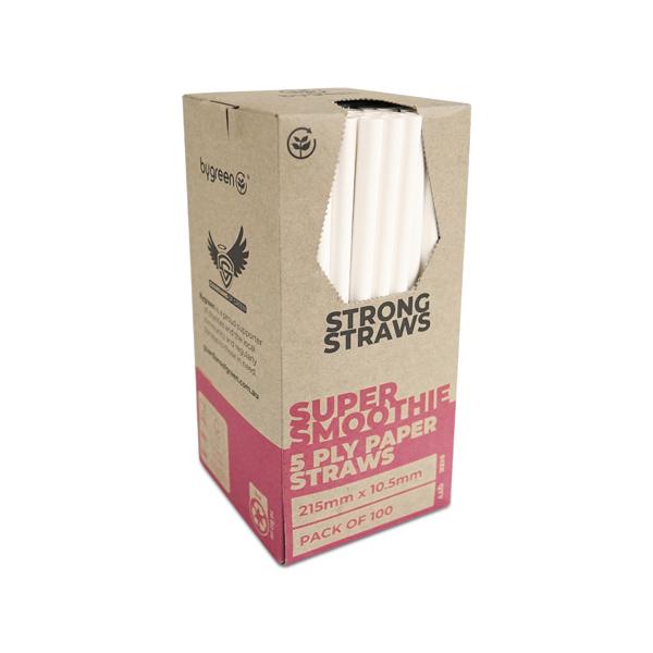 Eco Straw Paper Super Strong Smoothie White 5ply FC Pk 100