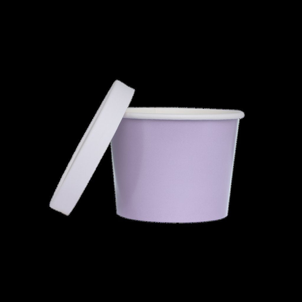 Paper Luxe Round Party Favour Container Tub & Lid Pastel Lilac Purple Pk 5
