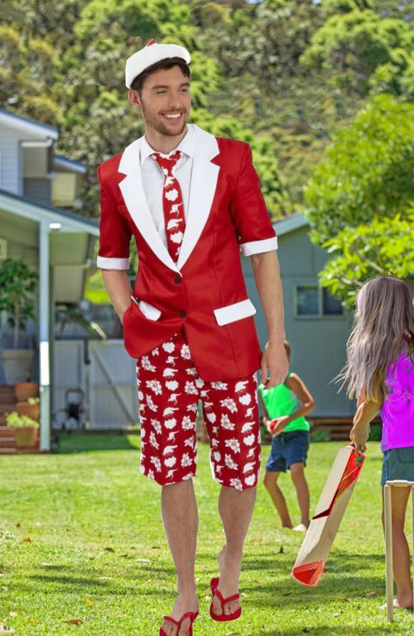 Costume Adult Red Suit Aussie Christmas