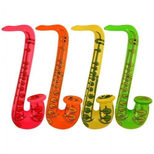 Inflatable Saxophone Each Neon 75cm Assorted Colours Novelty Joke Prop