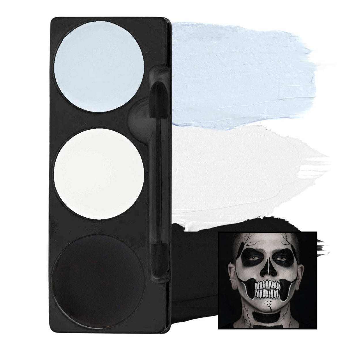 Make Up Palette Tri-Colour Face/Body Paint Skeleton Kit Professional Mehron