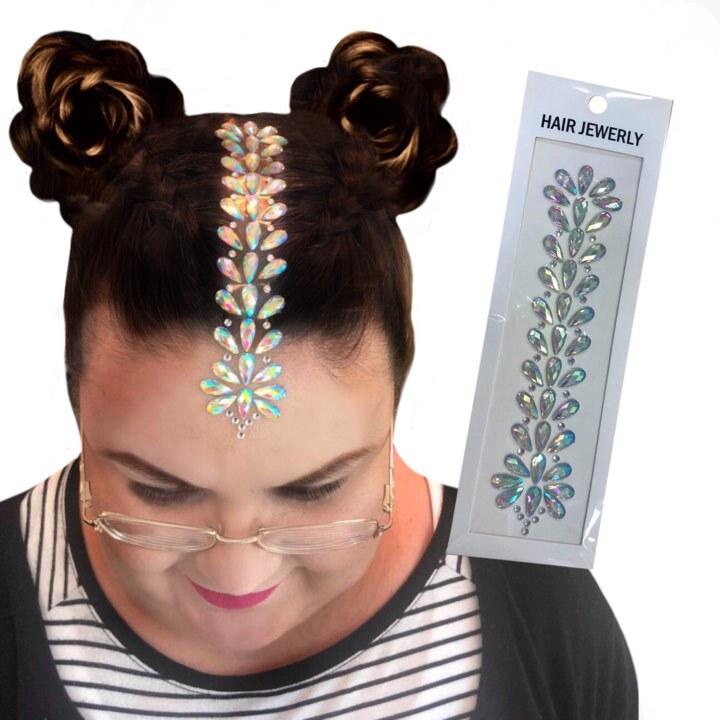Adhesive Hair Jewels/Gems Festival Vibes Stick On Costume Accessory