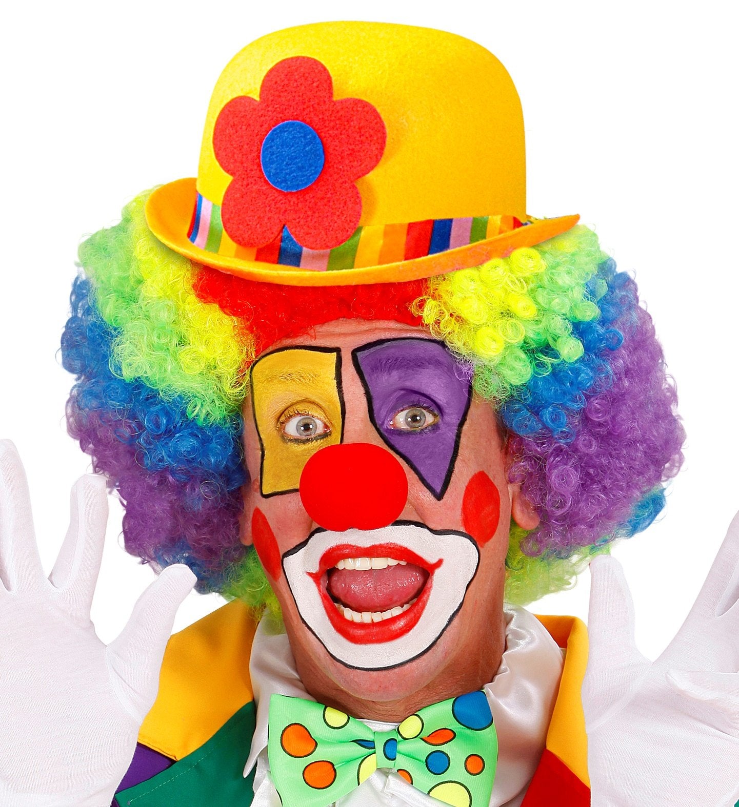 Hat Bowler Felt Clown Colourful With Flower (Assorted Colours)