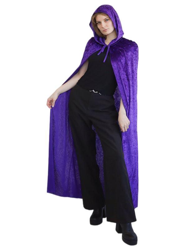 Cape With Hood Velvet Purple Long Halloween Style