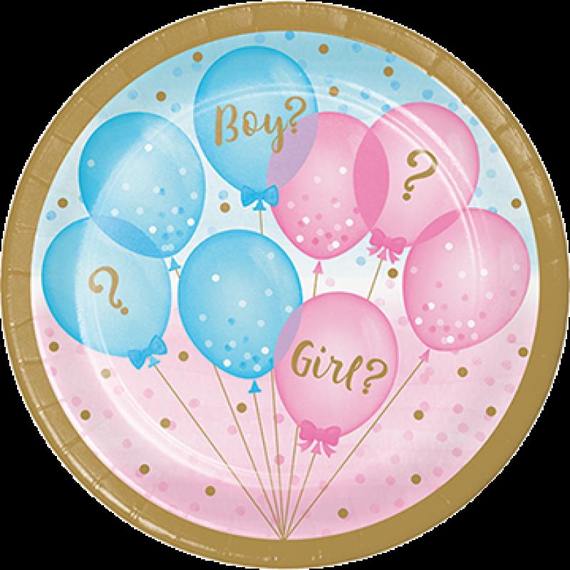 Gender Reveal Plates Baby Boy Or Girl 23cm Pk/8