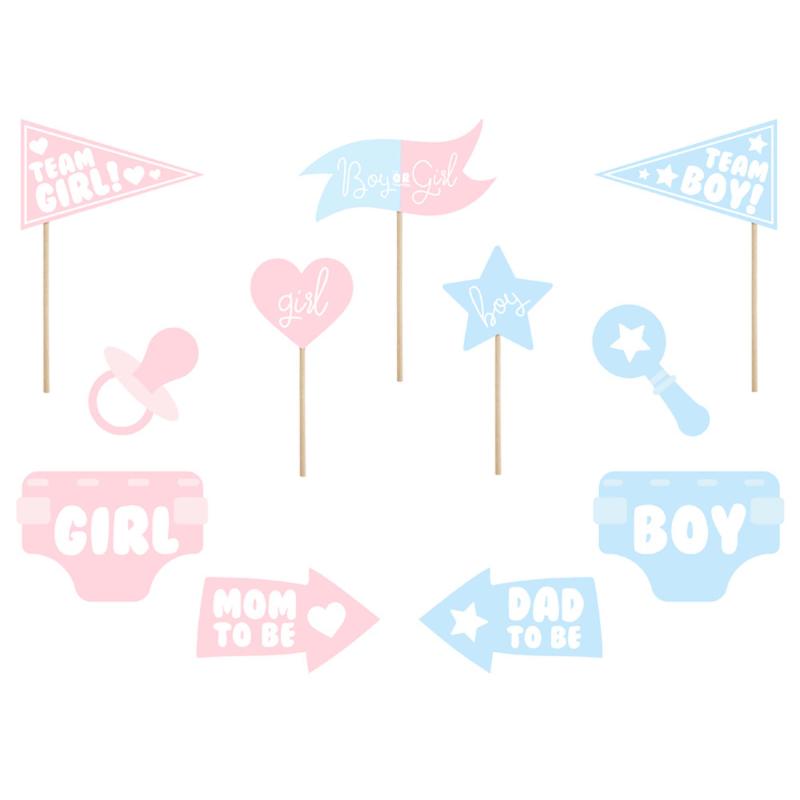 Gender Reveal Baby Boy or Girl Photo Props Selfie Game Pk/11