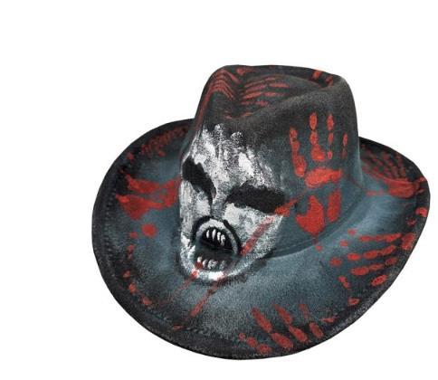 Hat Halloween Cowboy Ghost with Bloody Hand Prints