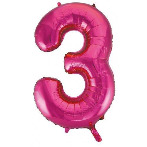 Balloon Foil Megaloon Number 3 Hot Pink 86cm