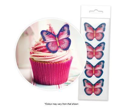 Edible Icing Wafer Topper Pink Purple Butterflys