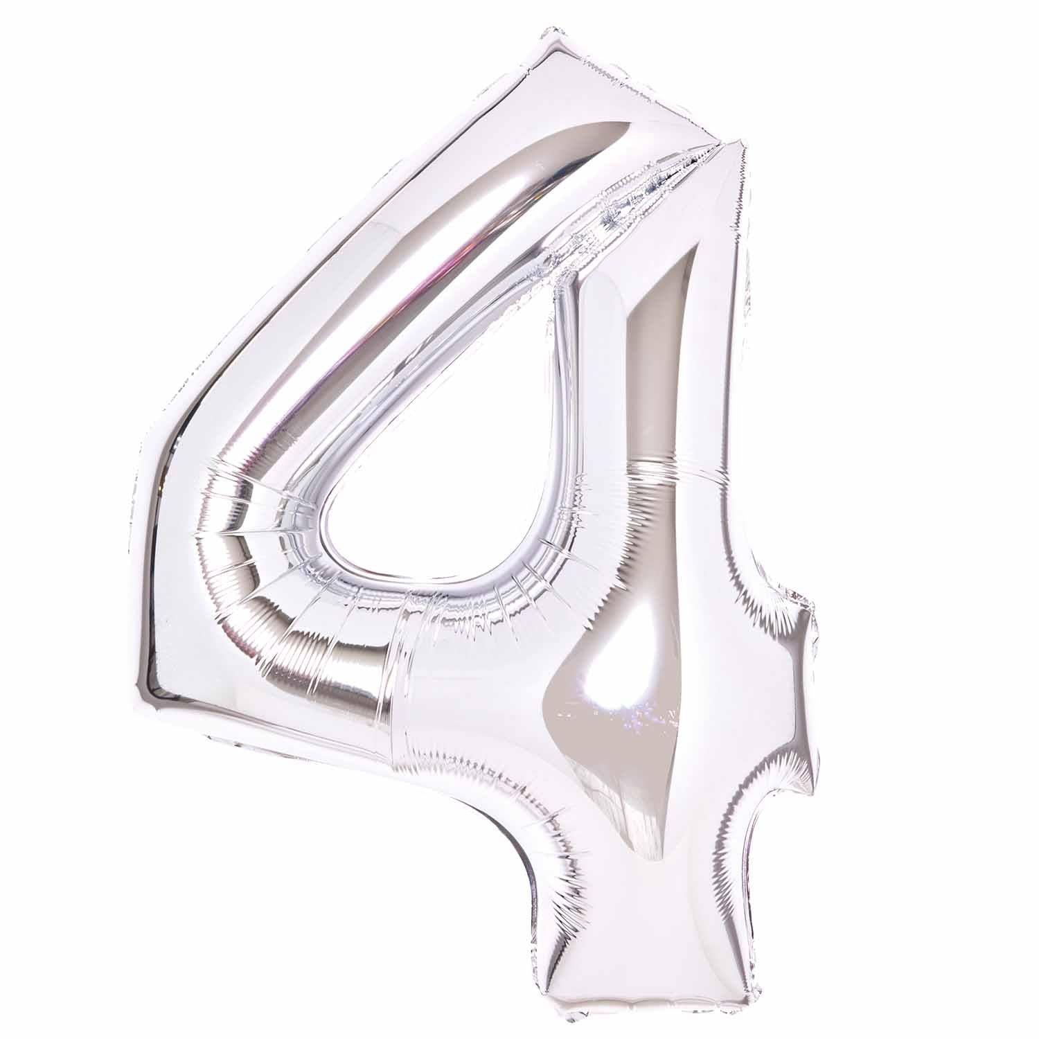 Balloon Foil Megaloon Number 4 Silver 86cm