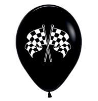 Latex Balloons 28cm Racing Flags Black and White Pk/12