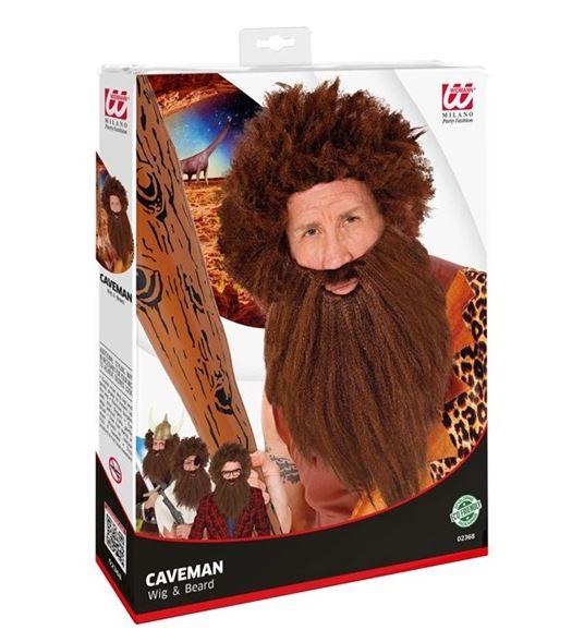 Wig and Beard Brown Prehistoric Caveman Costume Accessory