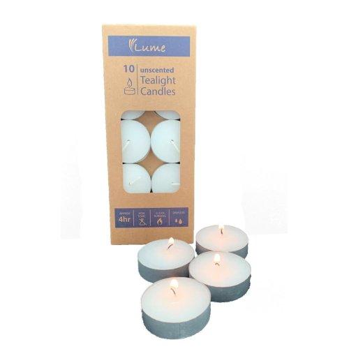 Candles Tealight 4 Hour Burn Unscented 100% Paraffin Wax Pk/10