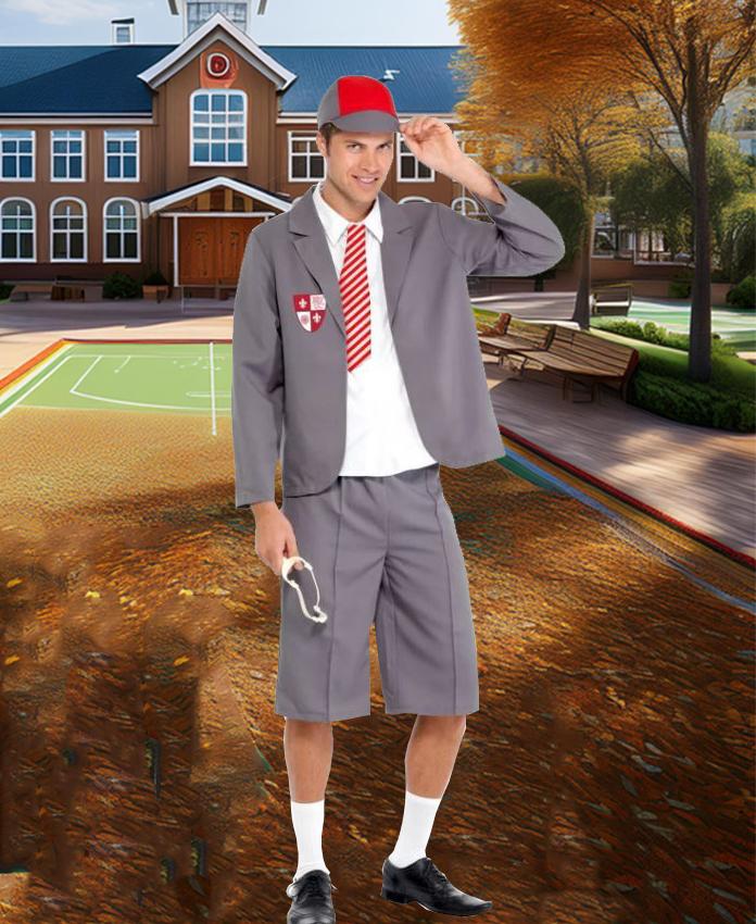 Costume Adult Schoolboy Grey Blazer Set