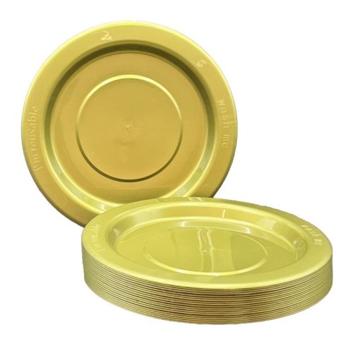 Plates 180mm Gold Plastic Lunch Size Reusalbe Pk/20