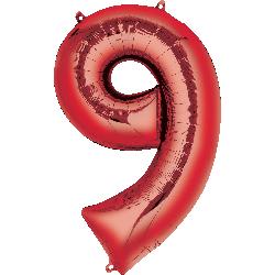 Balloon Foil Megaloon Num 9 Red 86cm - Discontinued
