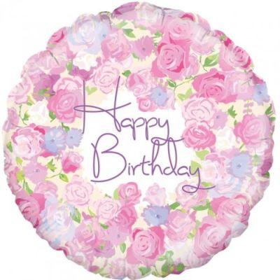 Balloon Foil 45cm Pastel Happy Birthday Vintage Floral