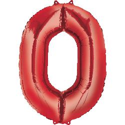 Balloon Foil Megaloon Num 0 Red 86cm - Discontinued