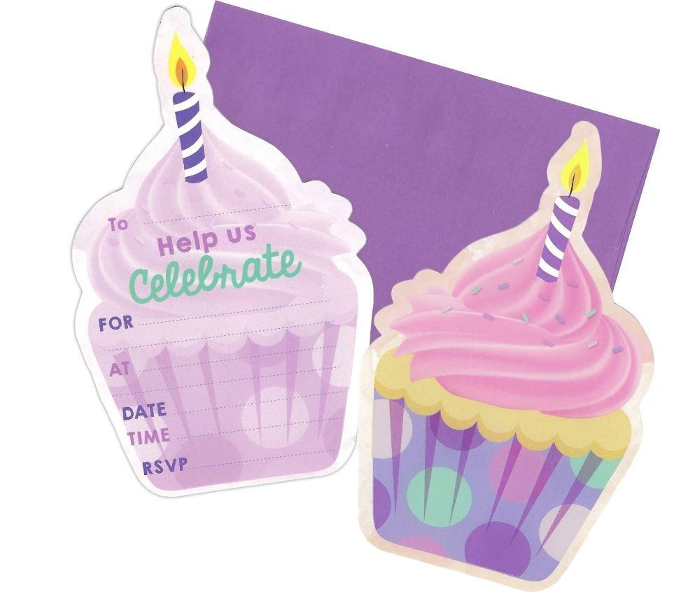 Party Invitation Pk/8 Cupcake- Discontinued Last Chance