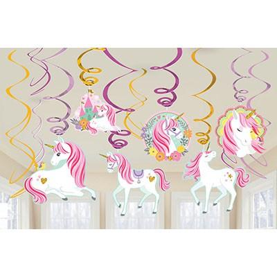 Magical Unicorn Spiral Hanging Decorations Swirl Value Pk/12