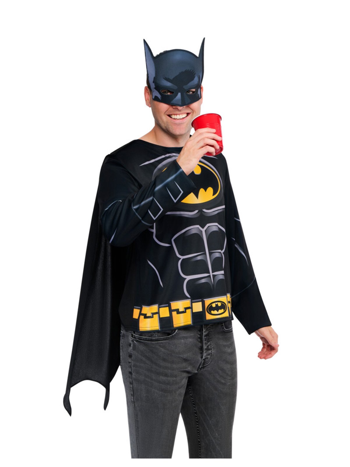 Costume Adult The Batman Top Cape & Mask Medium Large